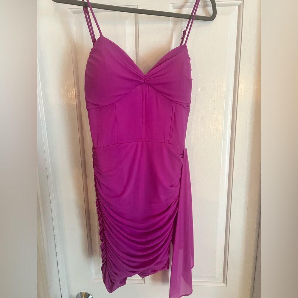 Chic Fuchsia Ruched Mini Dress